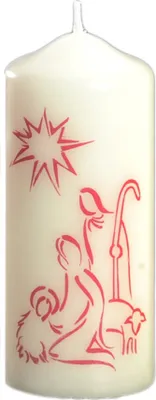 Produktbild von Weihnachtskerze mit Krippenmotiv Elfenbein 120 x Ø 50 mm, 1 Stück