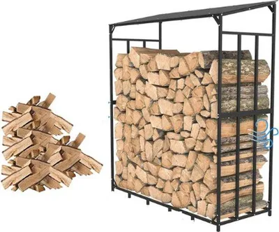Obrázok produktu pre Regál na drevo s vodotesnou strechou – čierna farba