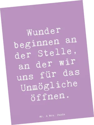 Produktbild von Mr. & Mrs. Panda Postkarte Spruch Wunder beginnen - Lavendeltraum - Geschenk, Ansichtskarten, Postkarten, Zitat, Glaube an, Mut, Gefühl, Grußkarte, Magische Momente