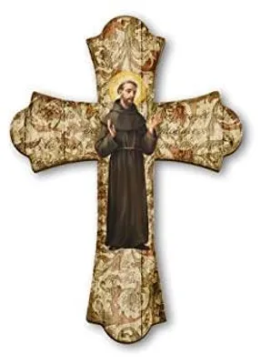 Vintage Holzkreuz Sant'Antonio 17x24 cm Italien