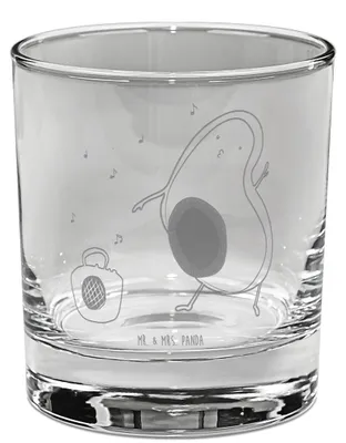 Produktbild von Mr. & Mrs. Panda Tumbler Glas Avocado Tanzen - Transparent - Geschenk, Whiskyglas, Whisky, Rocks, Fröhlich, Musik, Gravur, Singen, Party