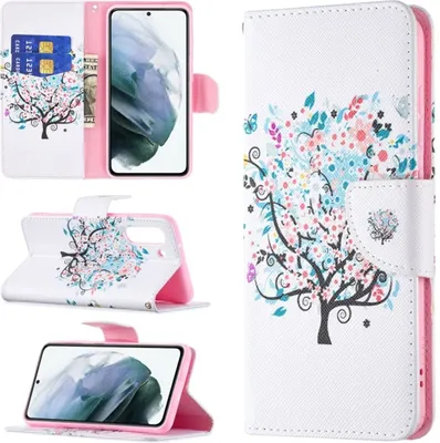 Produktbild von König Design Hülle kompatibel mit Samsung Galaxy S21 FE Kunstleder Handyhülle - Handy Case Baum