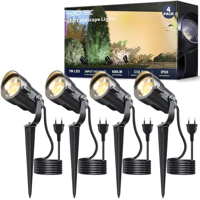 4er-Set LED-Spike-Strahler 7W, 600lm, warmweiß, IP65, 1,5m Kabel