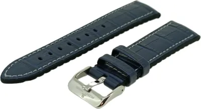 Produktbild von Jacques Lemans | Uhrenarmband Leder blau 22mm Krokoprägung 1-2091B