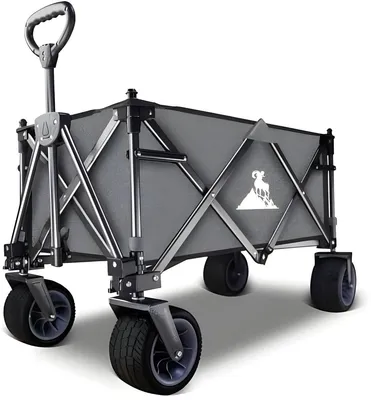 Produktbild von PolkaHome® Klappbarer Bollerwagen mit abnehmbarem Dach, verstellbarem Griff und breiten Reifen – 120 kg Belastbarkeit, Grau