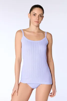 Produktbild von Baumwolle Jacquard Top mit klassischem Schnitt und umhäkeltem Ausschnitt