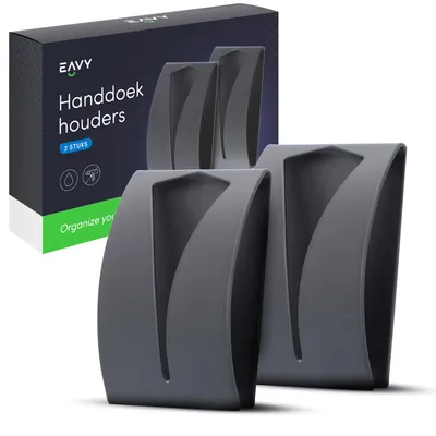 Produktbild von EAVY Handtuchhaken ohne Bohren - 2 Stück Rostfrei Stahl Wandhaken Selbstklebend - Klebehaken extra Stark – Selbstklebend – Handtuchhaken Schwarz