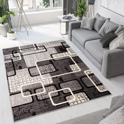 Produktbild von Tapiso Teppich DREAM Modern Creme Grau Schwarz Wohnzimmer  180 x 250 cm