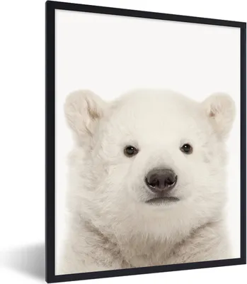 Produktbild von MuchoWow® Gerahmtes Poster Eisbär - Tiere - Weiß - Kinder - Jungen - Mädchen 60x80 cm - Poster mit Schwarzem Bilderrahmen Wandposter Rahmen Foto Bilder - Premium - Wanddeko Wohnzimmer