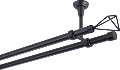 Produktbild von Gardinenstange Schwarz Matt stabile Vorhangstange 19 mm mit Space einfache Montage, Montageort: Decke, 2-läufig, 280 cm