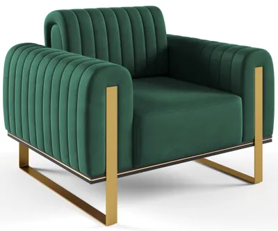 Image de Selsey Parissa - Fauteuil, velours vert doré, 106 cm