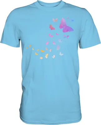 Produktbild von Aquarell Schmetterlinge T-Shirt – Sky Blue / L