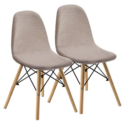 Obrázok produktu pre Elastické poťahy na stoličky s vzorom Jacquard, farba piesku, sada 2 kusov