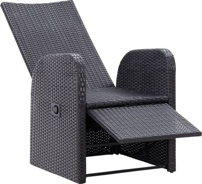 vidaXL Gartensessel mit Kissen 2 Stk. Verstellbar Schwarz Poly Rattan