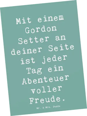 Produktbild von Mr. & Mrs. Panda Postkarte Spruch Gordon Setter Freude - Meeresbrise - Geschenk, Hunderassen, Ansichtskarte, Hundeliebhaber, Hunde, bildkarte, Postkarten, Grußkarte