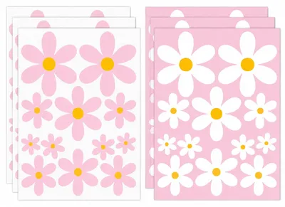 Produktbild von Blumen Fensterbilder - Selbstklebende Gänseblümchen Fenstersticker - Glasdekoration für Fenster - Rosa Weiß 72 Stück
