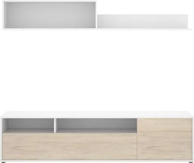 Immagine prodotto di Dmora Parete Attrezzata Jelawat 35x180x44h cm Bianco, 6 Vani Apertura Battente e a Ribalta