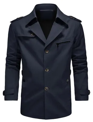 Imagen del producto de Abrigo tipo trench para hombre - Algodón ligero - Color azul marino