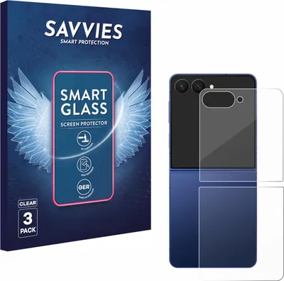Produktbild von 3x Savvies Schutzglas Folie für Samsung Galaxy Z Flip 7 (Rückseite) 9H Panzer Schutzfolie Glas Displayschutz klar transparent