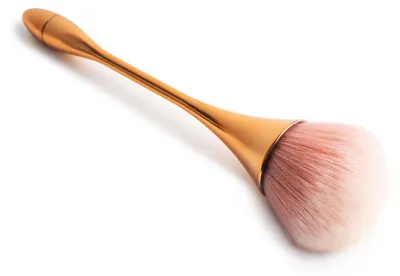 Image de Pinceau à poussière Kabos pour ongles, brosse à poussière douce | Pinceau à ongles doré 20 cm