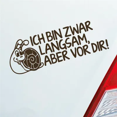 Produktbild von Auto Aufkleber Ich bin zwar langsam, aber vor dir! Schnecke Tuning 15x5 cm Braun Sticker Heckscheibenaufkleber