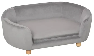 Produktbild von PawHut Katzensofa Haustiersofa Hundesofa Samt moderne Hellgrau
