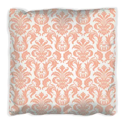 Produktbild von Wallario Premium Kissen, weiche Oberfläche, mit Motiv Königliche Schnörkelei in weiß und orange, Größe: 60 x 60 cm, mit weißer Rückseite