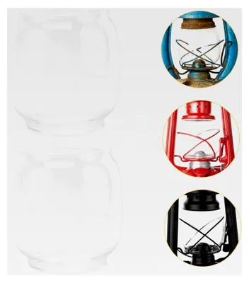 Produktbild von Glaszylinder für Öllampe: 2 Stück Ersatzglas für Petroleumlampe mit Retro-Design, hitzebeständiger Lampenschirm für Vintage-Sturmlaterne, Gartenparty und Notbeleuchtung 8,5 x 6,5 x 5,5 cm