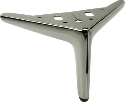 Image de Pieds de meuble élégants en chrome noir, hauteur 12 cm - Pieds métalliques stylés et modernes pour un intérieur contemporain.