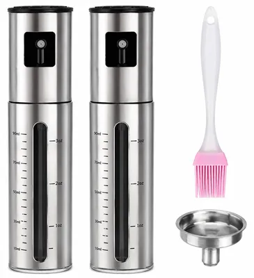 Productafbeelding van Oliesproeier set - RVS - Voor koken en bakken - 2 stuks, 100 ml met kwast