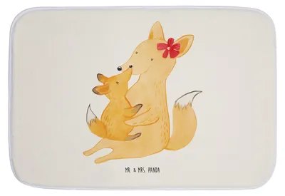 Produktbild von Mr. & Mrs. Panda duschmatte Fuchs Mama - Weiß - Geschenk, Mutter, Badezimmerteppich, Bruder, Badvorleger, Badezimmer Matte, Badematte, Schoß, Tochter, Badteppich