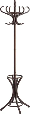 Produktbild von Freistehender Garderoben- & Regenschirmständer aus Holz | Höhe 185cm | Drehbare Krone & 12 Haken | Braun