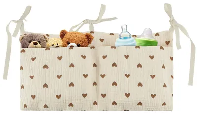 Immagine prodotto di Organizer per culla - Borsa appendibile per culla - 100% cotone - 39 x 20 cm - 6 cinghie
