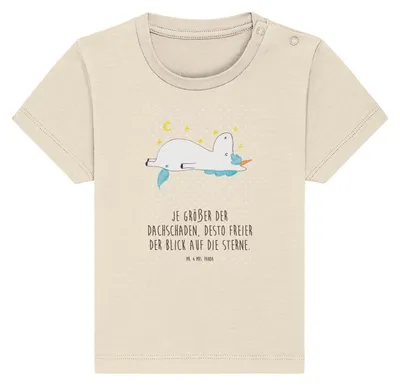 Produktbild von Mr. & Mrs. Panda  T-Shirt Einhorn Sternenhimmel 24. - 36. Monat - Natural Raw - Geschenk, Unicorn, Einhörner, Kinder, Baby Oberteil, Kurzarmshirt, Babyshirt, Verrückt
