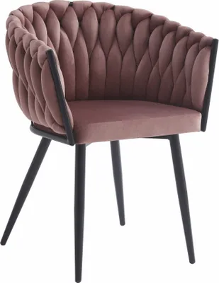 Image de Chaise Valora ORION en velours rose foncé, pieds noirs (1 pièce) | Chaise rose foncé avec pieds noirs audacieux