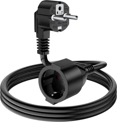 Produktbild von Verlängerungskabel mit Schuko-Stecker - 3 Meter - Stecker (Männlich) zu Buchse (Weiblich) - Kompatibel mit EU CEE7/7 - 1,5 Meter