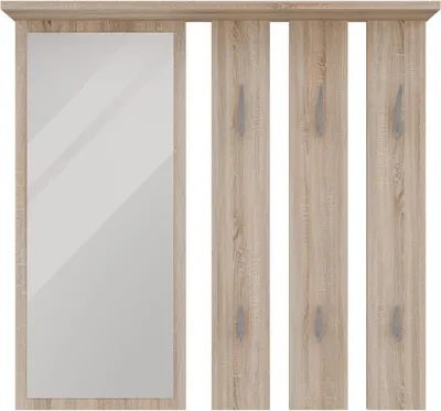 Immagine prodotto di Appendiabiti con mensola e specchio OPAL - 6 ganci | Rovere Sonoma | 85x15x82 cm