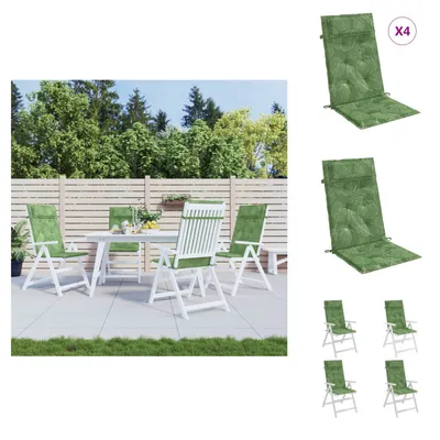 Image de vidaXL Coussins de chaise à haut dossier 4 pcs. Motif de feuilles tissu Oxford - coussin d'assise