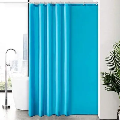 Produktbild von Famanu Duschvorhang wasserfest aus Polyester - Türkis - Extra lang 200x240 cm