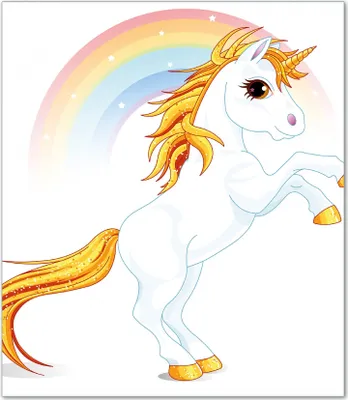 Produktbild von Wallario Herdabdeckplatte aus Glas, Größe 52 x 60 cm 1-teilig, Motiv Weißes Einhorn vor einem Regenbogen