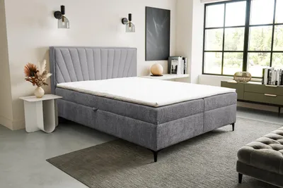 Image de VENASI CIMONE Lit boxspring 180x200 avec 2 tiroirs de lit H2/H3 Matelas GRAU