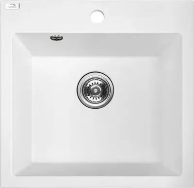 Produktbild von BADLAND BADLAND Spülbecken Granitspüle Einzelbecken ALENA 49x49 Weiß | Siphon im SET!