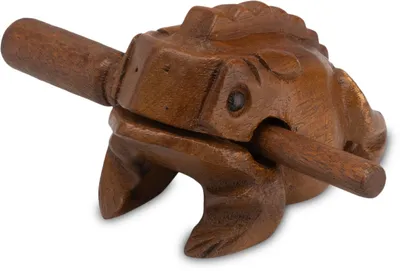 Obrázek produktu pro Žabka Klangfrosch, velikost 3–9 cm – dřevěné zvonící zvířátko | Ručně vyrobený hudební/bicí nástroj