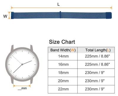 Produktbild von Edelstahl-Mesh-Uhrenarmband 14mm Schnellwechsel-Verstellbares Armband mit magnetischem Verschluss fš¹r M?nner und Frauen, Blau.