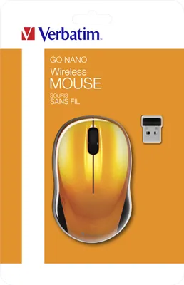 Zdjęcie produktu dla Verbatim Go Nano, Oburęczny, RF Wireless, 1600 DPI, Pomarańczowy