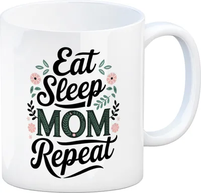 Produktbild von Eat Sleep Mom repeat Kaffeebecher für Mamas