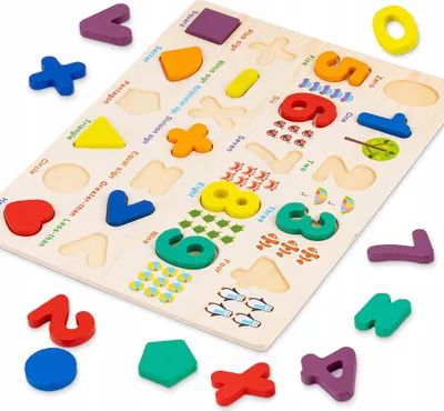 Produktbild von Holz Lernspiel für Kinder – Puzzle Zahlen Sortierbrett – Lernhilfe Englisch und Zählen