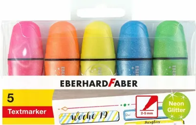 Immagine prodotto di Eberhard Faber 551408 Marcatore di testo mini glitter neon - 5 colori, custodia in plastica