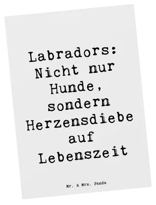 Produktbild von Mr. & Mrs. Panda Postkarte Spruch Labrador Herzensdiebe - Weiß - Geschenk, Hunderassen Charakter, Hunderasse, unvergessliche Erinnerungen, Eigenschaften, Vierbeiner