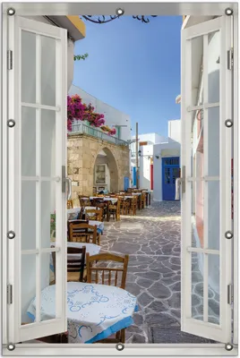 Produktbild von Wallario Outdoor-Poster für Garten oder Balkon 80 x 120 cm: Gasse in Griechenland
